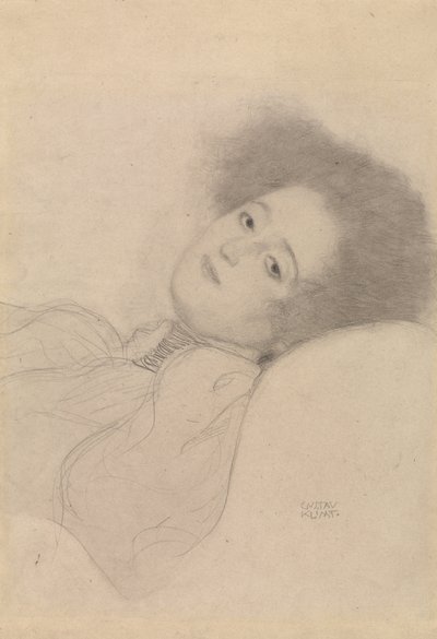 Portrait of a Young Woman Reclining by Gustav Klimt